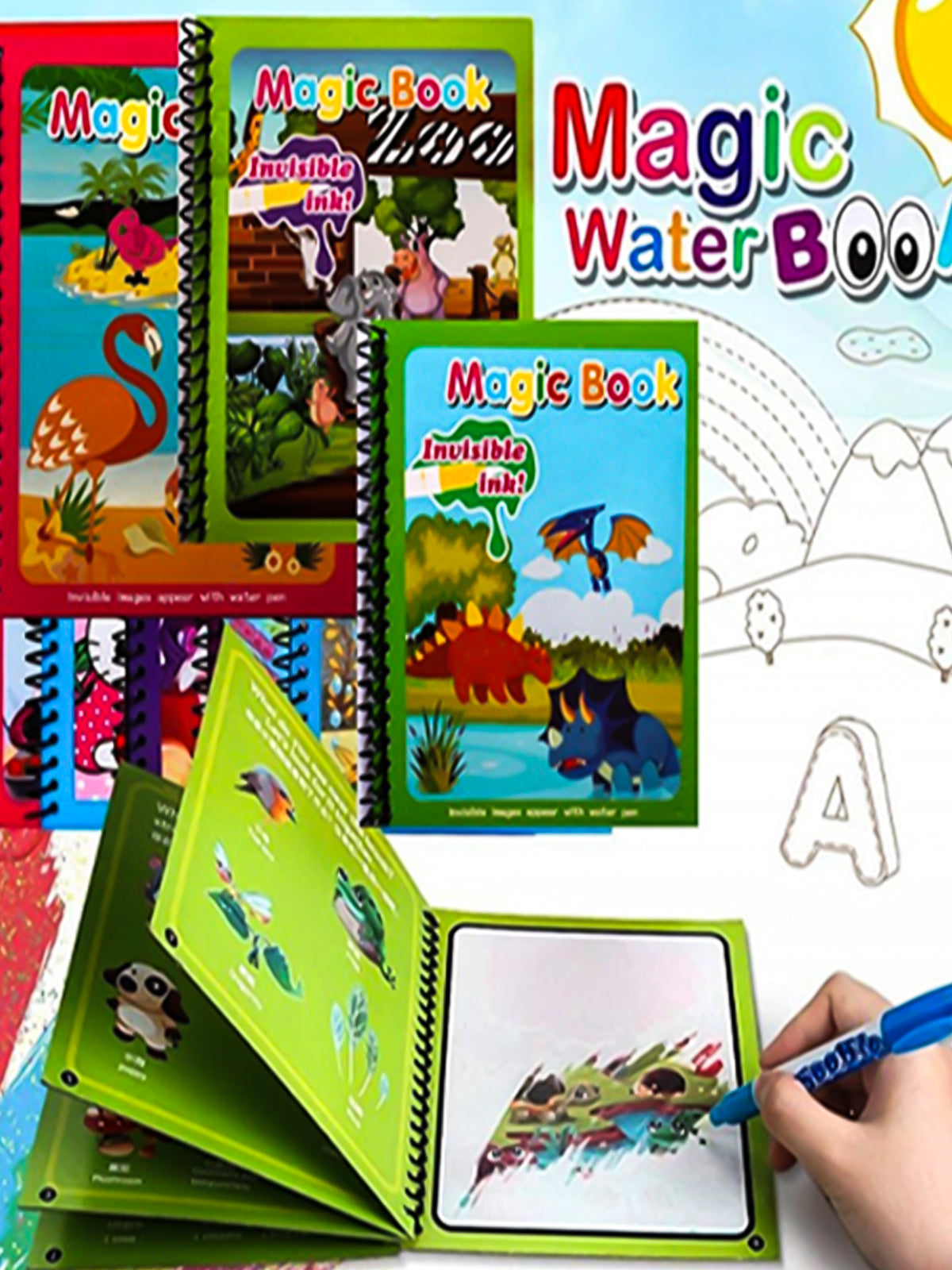 Pack of Three Deal- Magentic Sticks, Writing book & Magic Colouring book